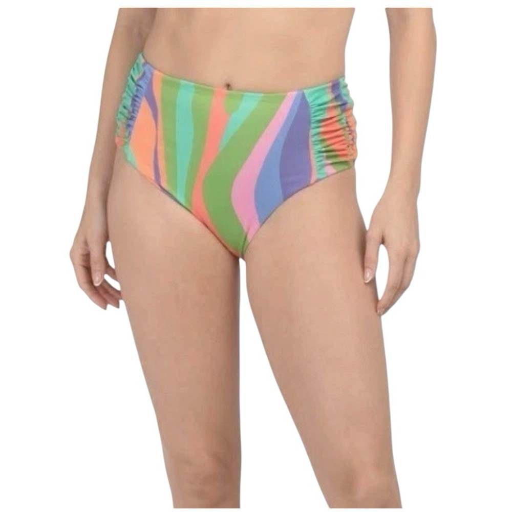 Hutch Bikini Trendy Colorful Swimsuit Set Size M Retro Swirl Ruffle NEW - Picture 2 of 11